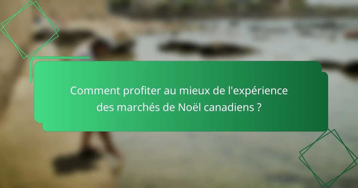 Comment profiter au mieux de l'expérience des marchés de Noël canadiens ?