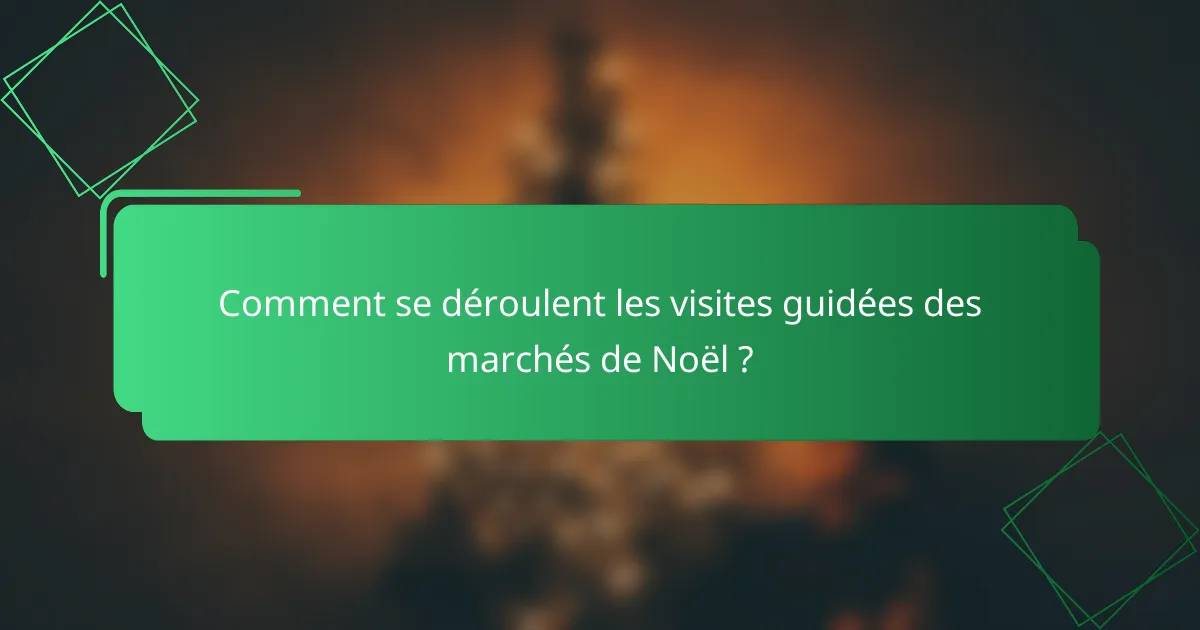Comment se déroulent les visites guidées des marchés de Noël ?