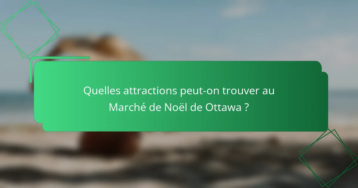 Quelles attractions peut-on trouver au Marché de Noël de Ottawa ?