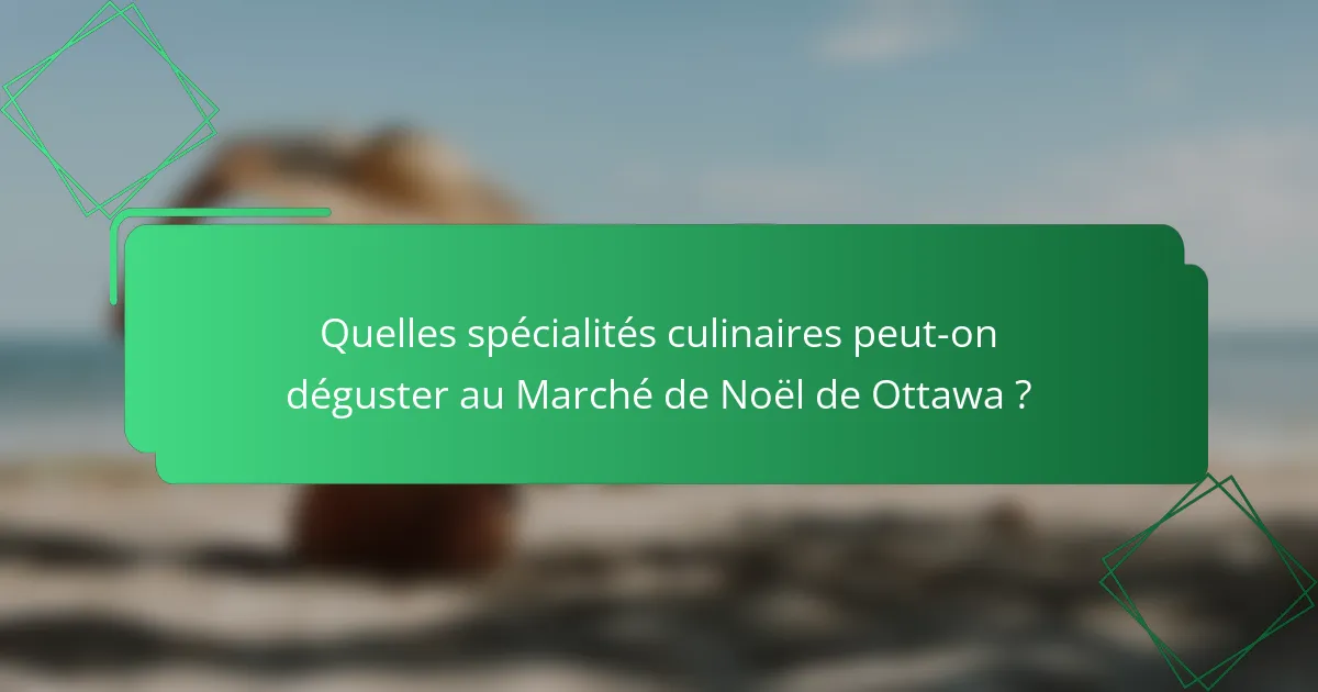 Quelles spécialités culinaires peut-on déguster au Marché de Noël de Ottawa ?