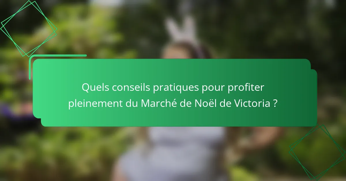 Quels conseils pratiques pour profiter pleinement du Marché de Noël de Victoria ?