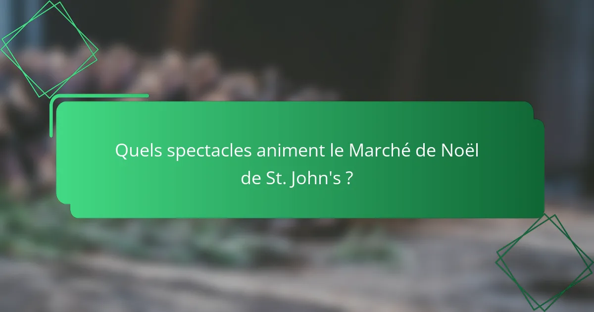 Quels spectacles animent le Marché de Noël de St. John's ?