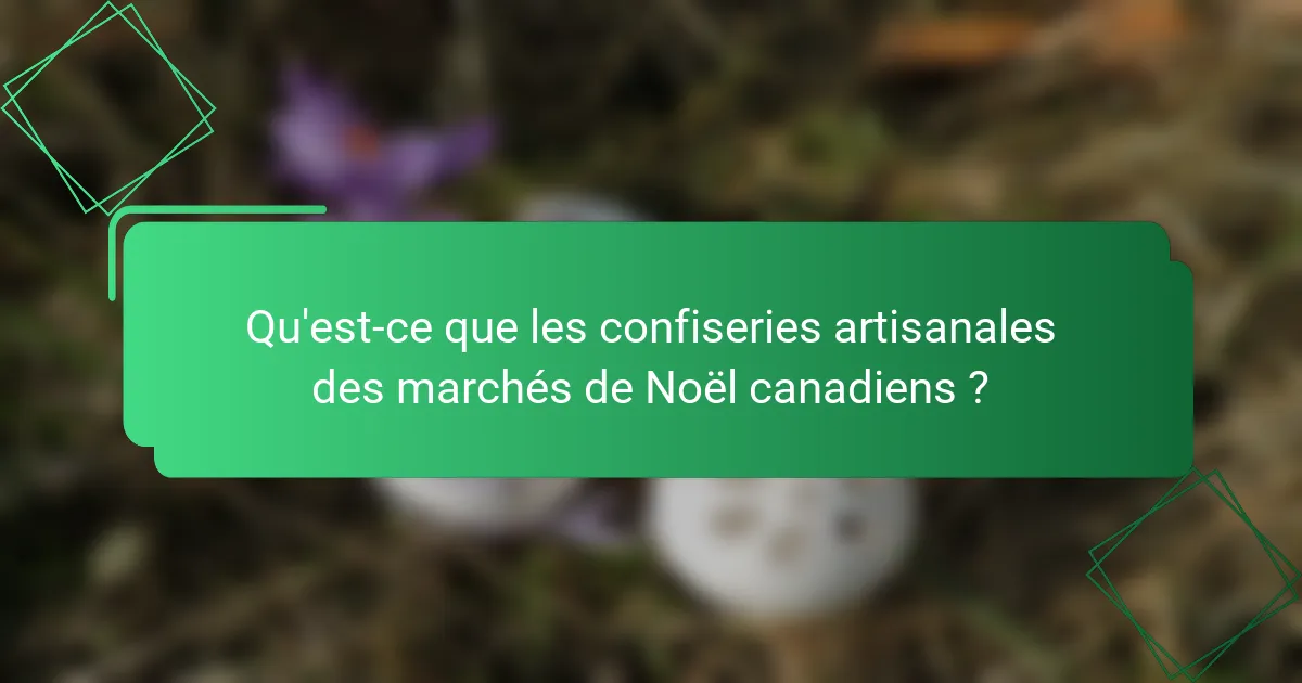 Qu'est-ce que les confiseries artisanales des marchés de Noël canadiens ?