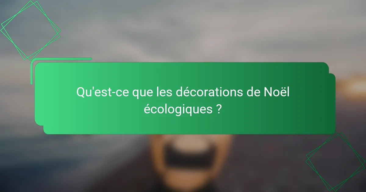 Qu'est-ce que les décorations de Noël écologiques ?